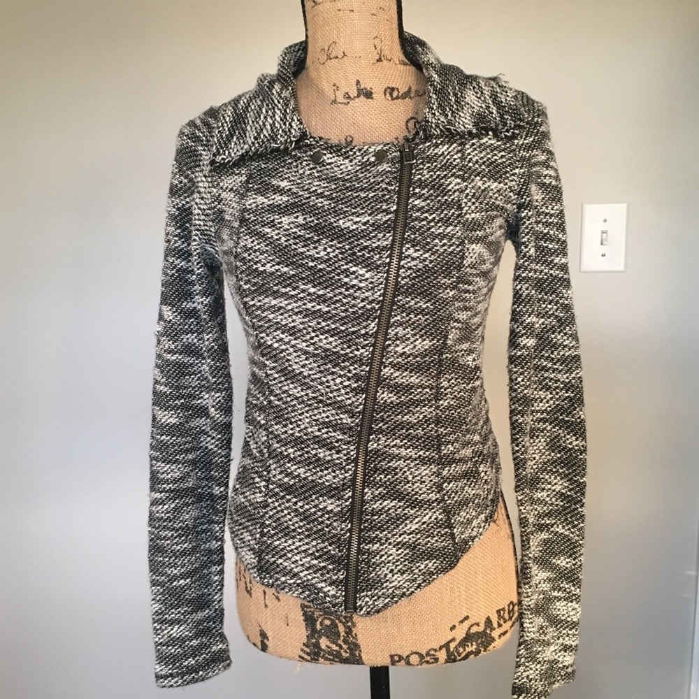 Black and white jacket.